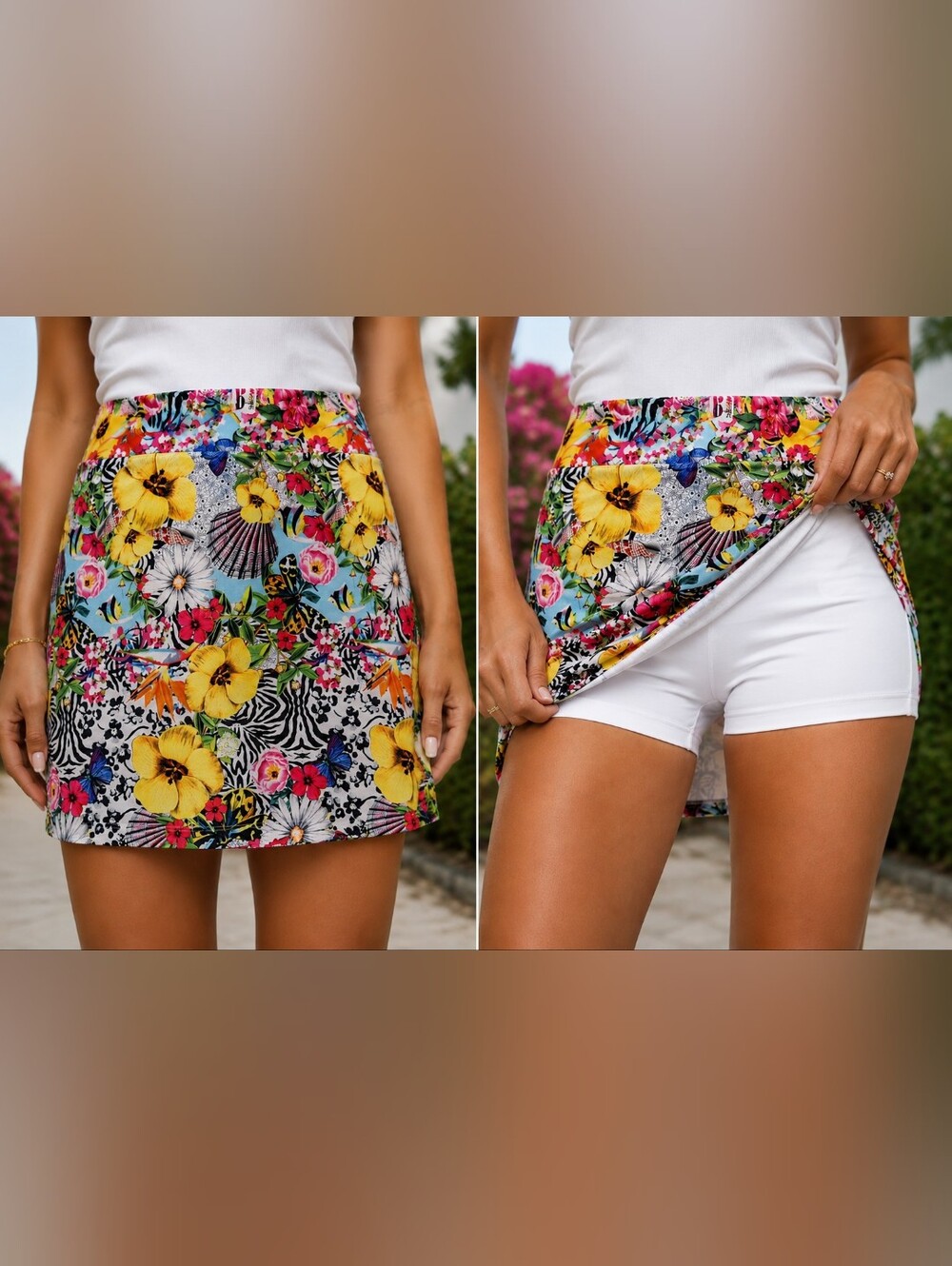 B-Skinz Women's Golf Skort Floral Zebra Print Built-in Shorts Tennis Athletic XL